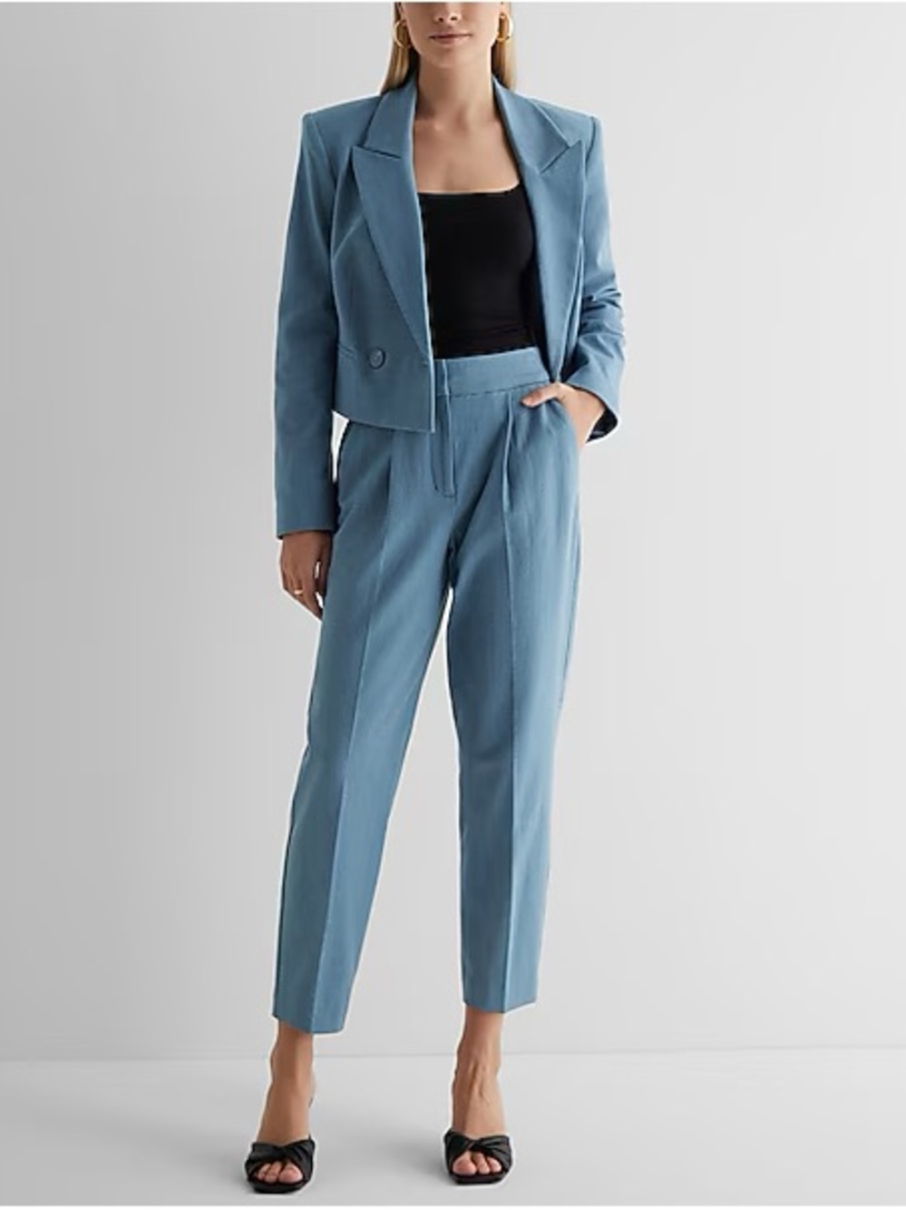 Express Stylist Ankle Super High Rise Pants - Blue